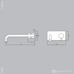 Waterevolution Flow vestavěná umyvadlová baterie s krycí deskou chrom s výtokem 15cm T1161B01-15