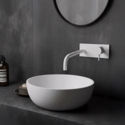 Waterevolution Flow vestavěná umyvadlová baterie s krycí deskou matná bílá s výtokem 21 cm T1161BBR-21