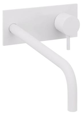 Vodní revoluce Flow vestavěná umyvadlová baterie s krycí deskou matně bílá s výtokem 21 cm T1161BBR-21