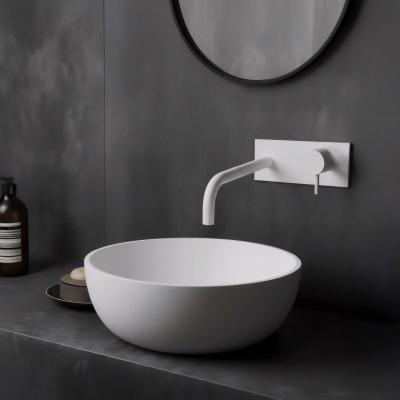 Vodní revoluce Flow vestavěná umyvadlová baterie s krycí deskou matně bílá s výtokem 21 cm T1161BBR-21