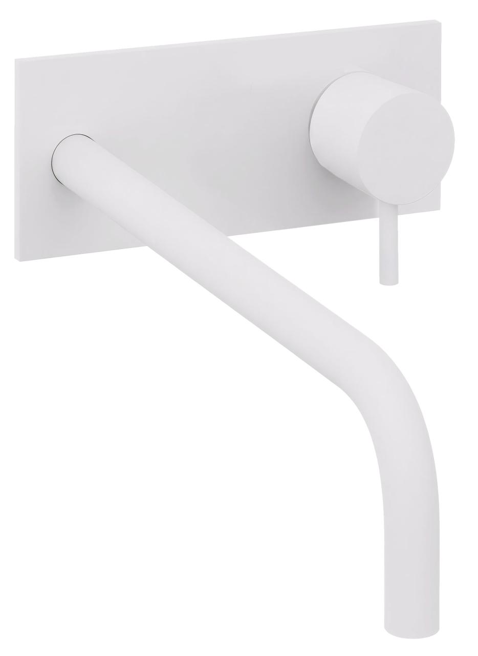 Waterevolution Flow vestavěná umyvadlová baterie s krycí deskou matná bílá s výtokem 21 cm T1161BBR-21
