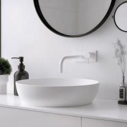 Waterevolution Flow vestavěná umyvadlová baterie s krycí deskou matná bílá s výtokem 15 cm T1161BBR-15