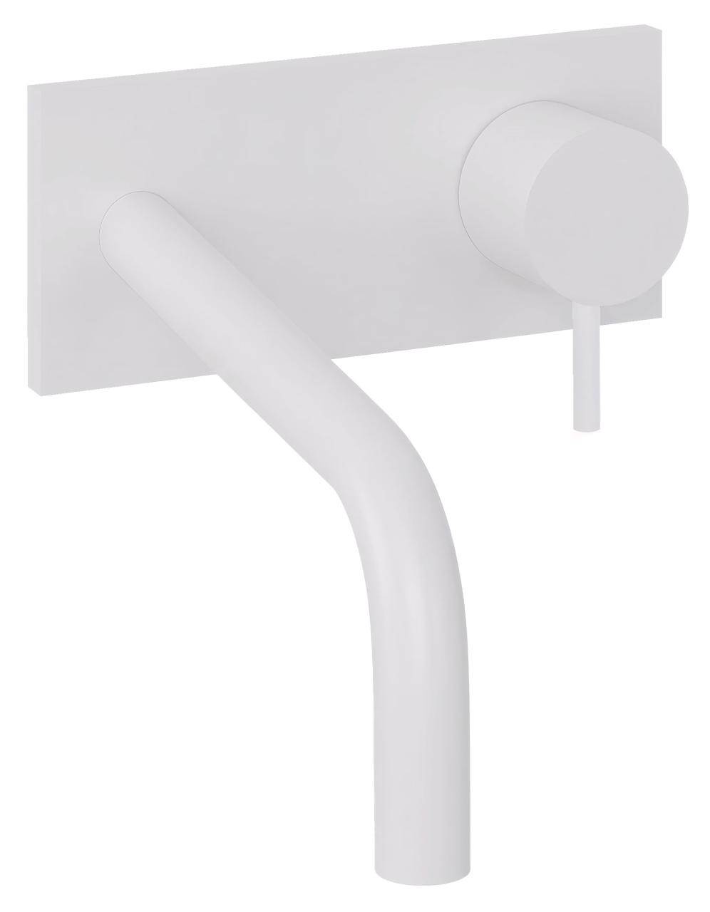 Waterevolution Flow vestavěná umyvadlová baterie s krycí deskou matná bílá s výtokem 15 cm T1161BBR-15