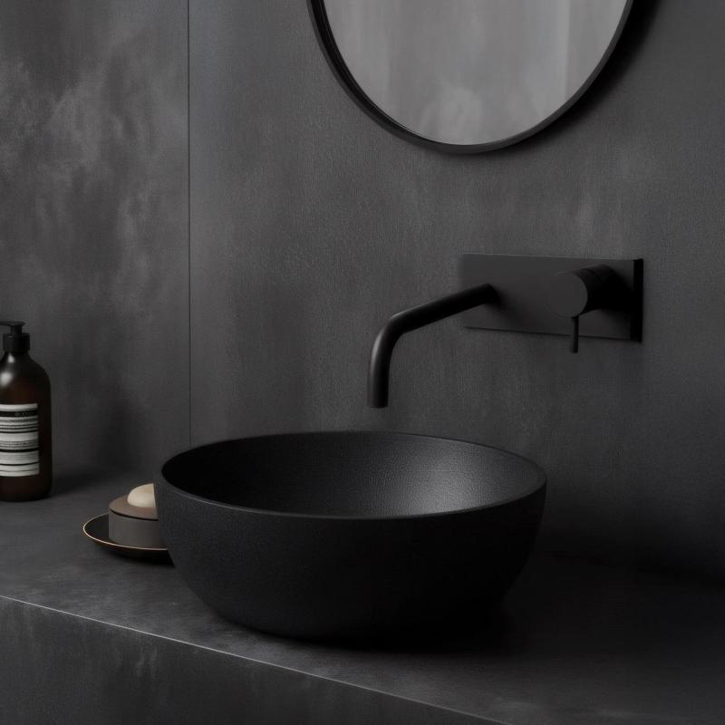 Waterevolution Flow vestavěná umyvadlová baterie s krycí deskou matná černá s výtokem 21 cm T1161BPR-21