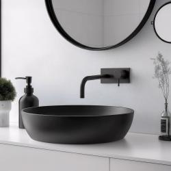 Waterevolution Flow vestavěná umyvadlová baterie s krycí deskou matná černá s výtokem 15 cm T1161BPR-15
