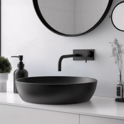 Vodní revoluce Flow vestavná umyvadlová baterie s krycí deskou matná černá s výtokem 15 cm T1161BPR-15