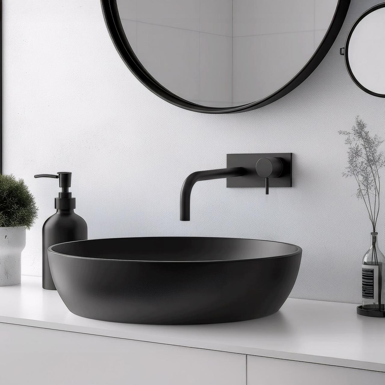 Waterevolution Flow vestavěná umyvadlová baterie s krycí deskou matná černá s výtokem 15 cm T1161BPR-15