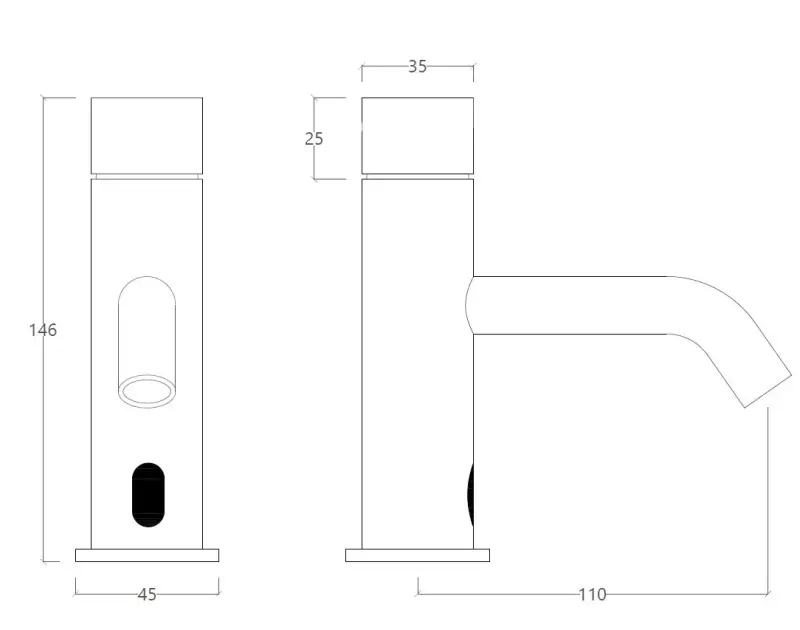 Waterevolution Flow elektronická umyvadlová baterie infračervená na baterie matná černá T110EBPR