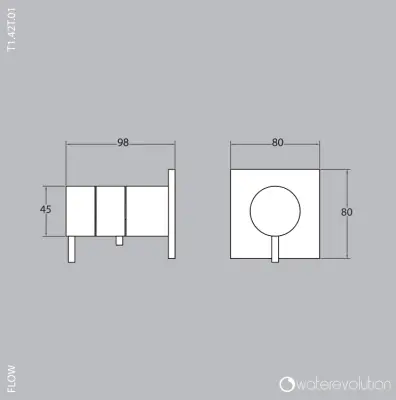 Waterevolution Flow vestavný sprchový termostat kulatá rozeta chrom T142TB01