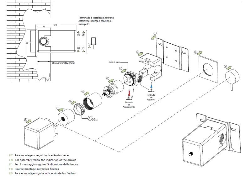 Waterevolution Flow vestavný sprchový termostat kulatá rozeta chrom T142TB01
