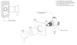 Waterevolution Flow vestavěný 2-cestný přepínač z nerezové oceli s kulatou růžicí T1482SIE