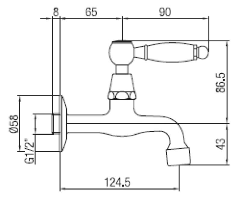 PB klasický nástěnný fontánový kohoutek s bílou rukojetí na studenou vodu bronz 1208853512