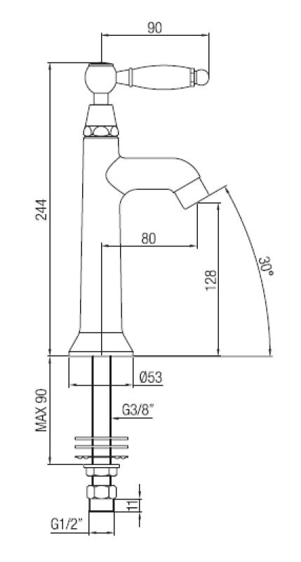 PB klasický fontánový kohoutek s bílou pákou na studenou vodu z nerezové oceli 1208853932