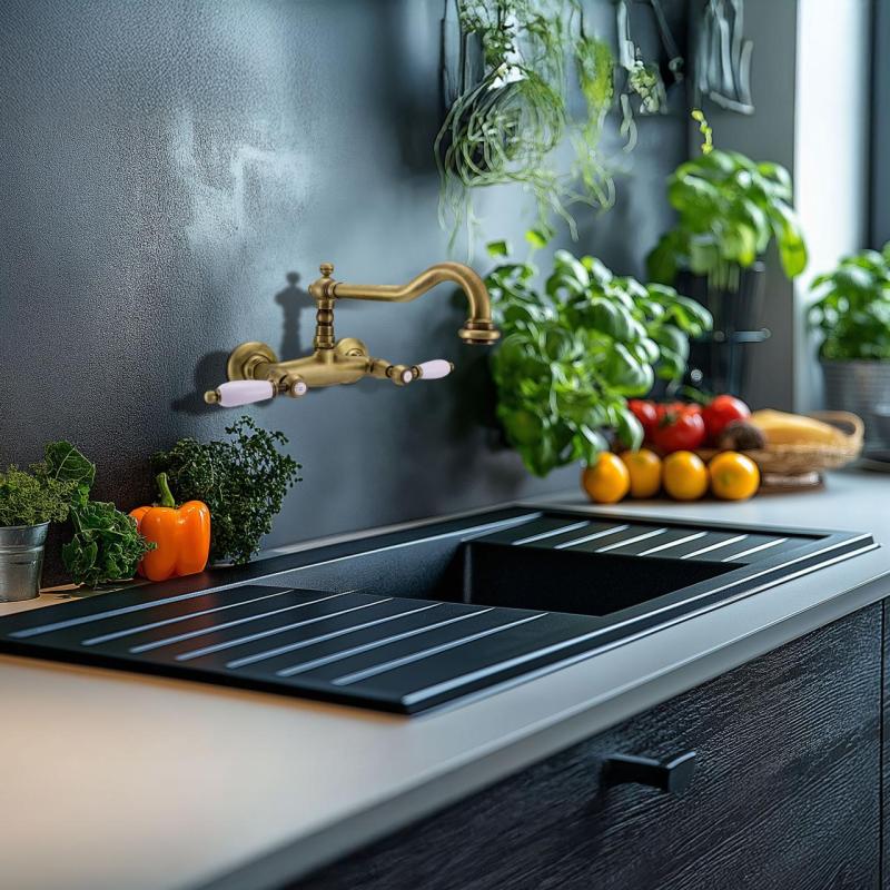 PB klasický kohoutek Nástenkový kohoutek Bílé rukojeti Bronz 1208854182