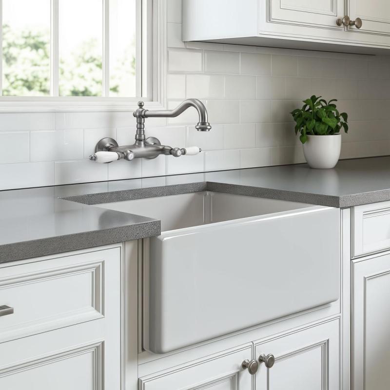 PB klasický kohoutek Nástěnná baterie Bílé páčky Nerezová ocel 1208854192