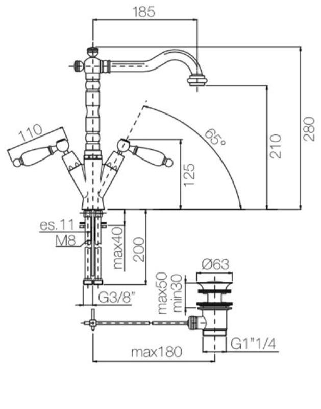 PB klasická vodovodní baterie umyvadlová baterie Bílé rukojeti výtok 18,5 cm Bronz 1208854302