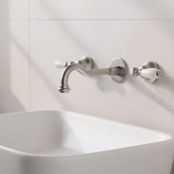 PB klasický vestavný nástěnný kohoutek s bílými držadly, výtok 25 cm, nerez 1208854402