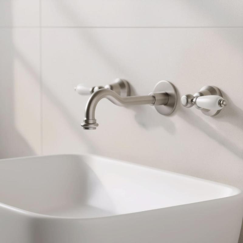 PB klasický vestavný nástěnný kohoutek s bílými držadly, výtok 25 cm, nerez 1208854402