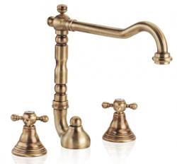 PB klasická 3-otvorová umyvadlová baterie s hvězdicovými rukojeťmi, výtok 18,5 cm, chrom 1208854922