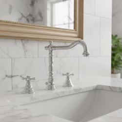 PB klasická 3-otvorová umyvadlová baterie s hvězdicovými rukojeťmi, výtok 18,5 cm, chrom 1208854922