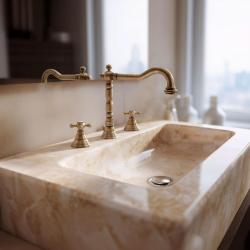 PB klasická 3-otvorová umyvadlová baterie s hvězdicovými kohoutky a výtokem 18,5 cm Bronz 1208854942