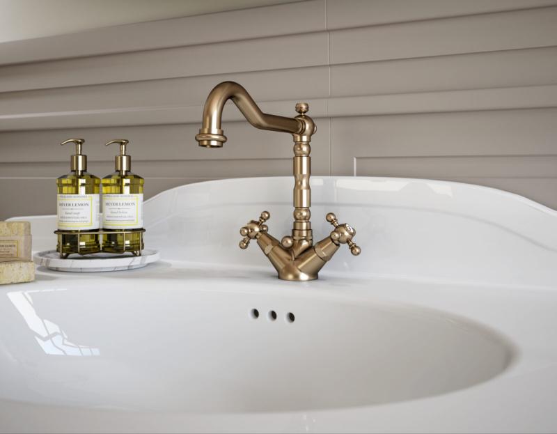 PB klasická umyvadlová baterie, hvězdicové úchyty, výtok 18,5 cm, Bronz 1208854962