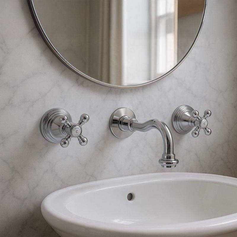 PB klasická vestavná nástěnná baterie s hvězdicovými knoflíky, 20 cm výtok, Chrom 1208855072