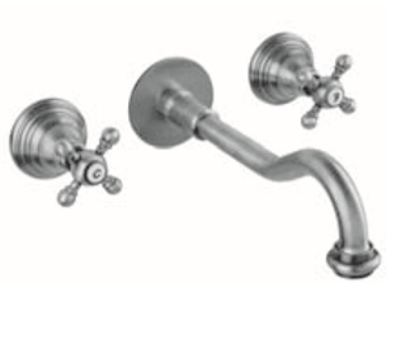 PB klasický vestavěný nástěnný kohoutek s hvězdicovými knoflíky 25 cm výtok nerez 1208855132