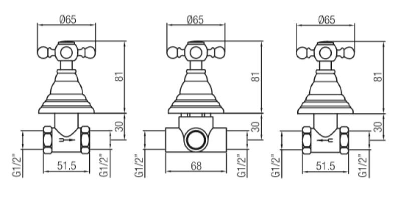 PB klasická dvoucestná vestavná sprchová sada s přepínačem a hvězdicovými knoflíky Bronz 1208855372