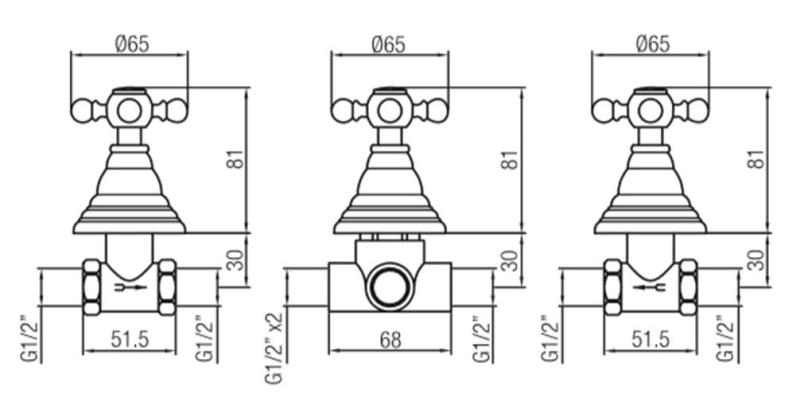 PB klasická 3-cestná vestavná sprchová sada s přepínačem a hvězdicovými knoflíky Bronz 1208855402