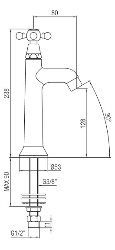 PB klasická fontánová baterie s hvězdicovým knoflíkem na studenou vodu bronz 1208855542