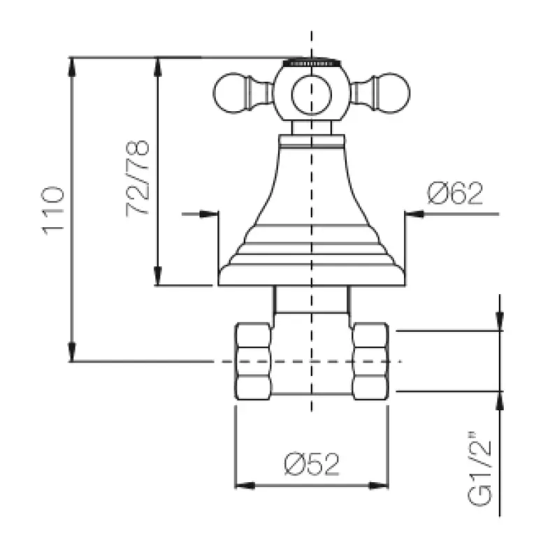 PB klasický vestavěný uzavírací ventil s hvězdicovým knoflíkem Chrom 1208855562