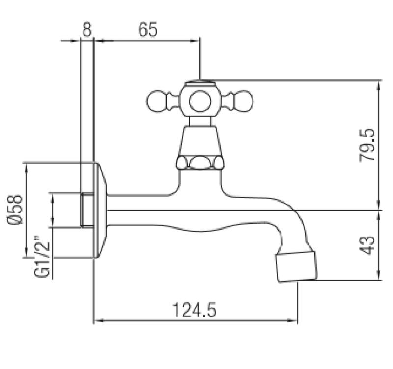 PB klasický nástěnný kohoutek s hvězdicovým úchopem na studenou vodu bronz 1208855602