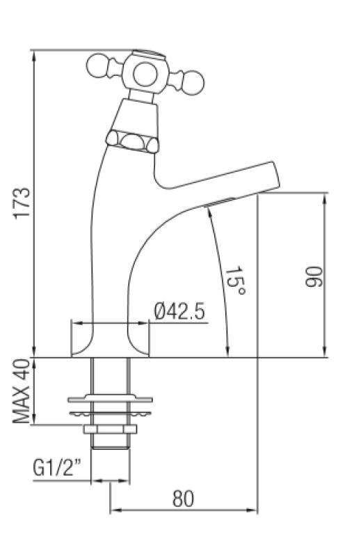 PB klasický fontánový kohoutek se hvězdicovou rukojetí, malý model pro studenou vodu, chrom 1208855682