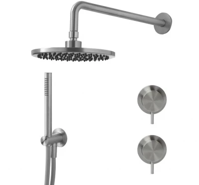 Waterevolution Flow concealed shower set with thermostat rain shower and hand shower solid stainless steel 1208889792