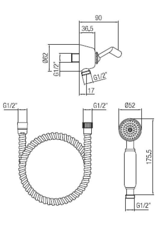 PB klasická ruční sprchová sada s háčkem na zavěšení bronz 1208899042
