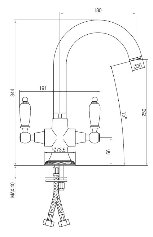 PB klasická kuchyňská baterie s bílými rukojeťmi nerez 1208910902