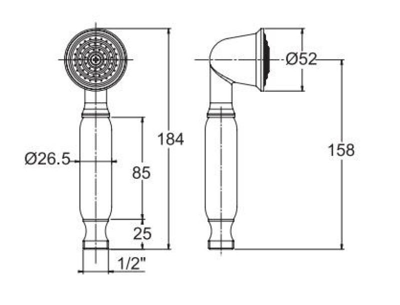 PB klasická ruční sprcha s bílou rukojetí chrom 1208916142
