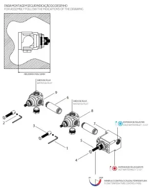 Waterevolution Flow vestavný sprchový termostat se 2 uzavíracími ventily, leštěná mosaz 1208916452