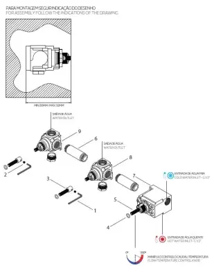 Waterevolution Flow vestavný sprchový termostat se 3 uzavíracími ventily z leštěného mosazi 1208916462