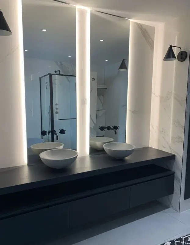 Waterevolution Cruz 3-otvorová vestavná umyvadlová baterie matná černá, výtok 19 cm, 1208916572