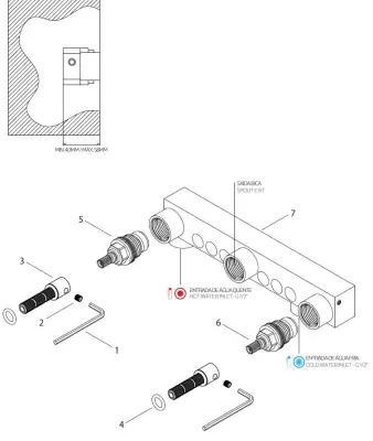 Waterevolution Cruz 3-hole washbasin mixer tap spout 15cm matt black 1208916582