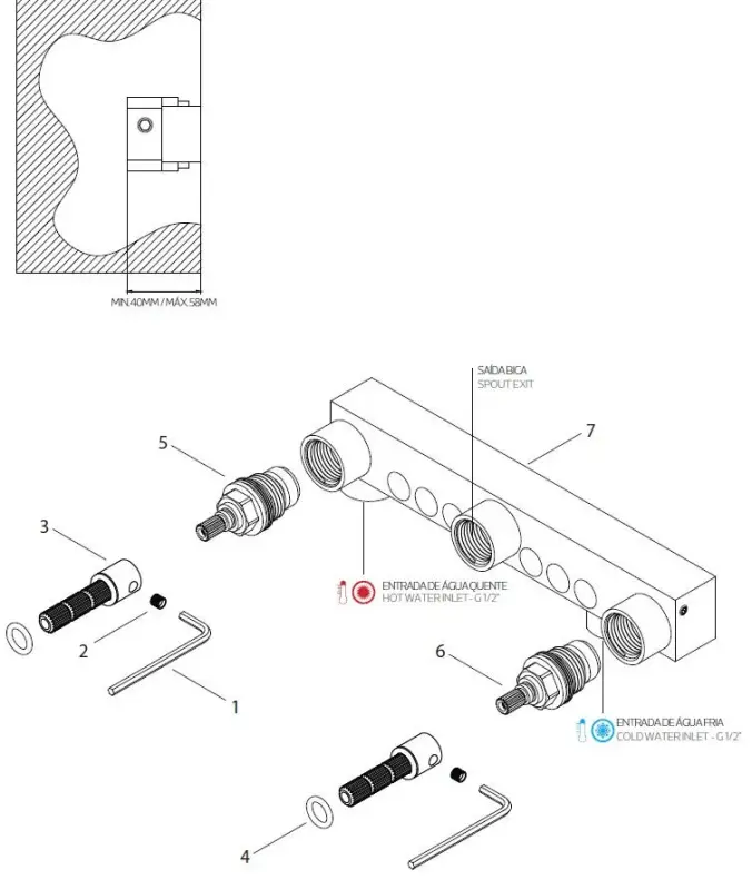 Waterevolution Cruz 3-otvorová vestavěná umyvadlová baterie, výtok 15 cm, matná černá 1208916582