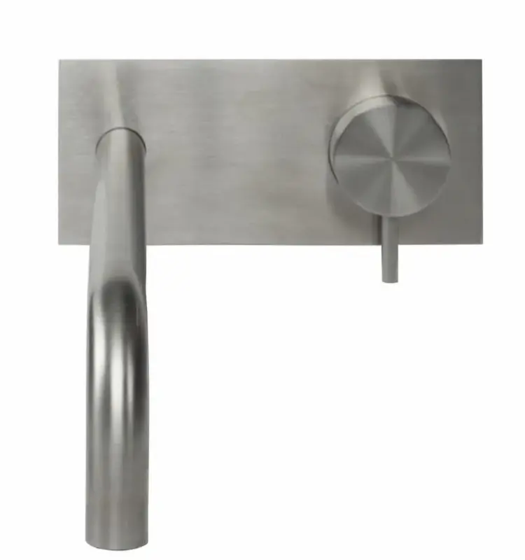 Vodní revoluce Flow vestavěná umyvadlová baterie s krycí deskou, celonerezová, s výtokem 25 cm T1161BIE-25