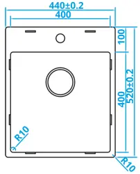 Caressi Basic Line nerezový dřez 40x40 pro plochou montáž s otvorem pro baterii CABLPP40KR10 1208920510
