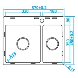 Caressi Basic Line nerezový dřez 45x57, plochá montáž  CABL3318KR15 1208920572