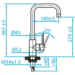 Caressi Basic Line RVS jednopáková kuchyňská baterie CABL001I 1208920576