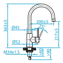 Caressi Basic Line RVS jednopáková kuchyňská baterie CABL002I 1208920577