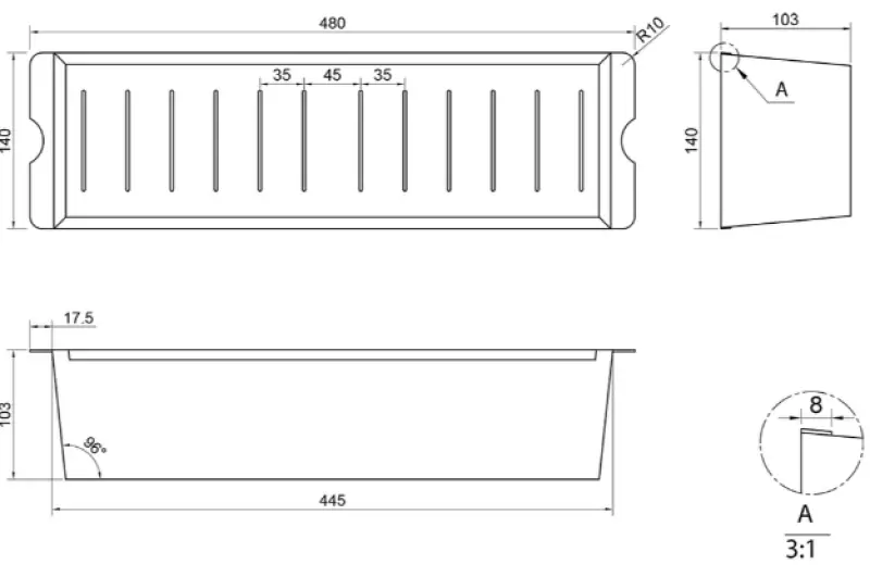 Caressi CACS1D46 černý 44 cm vestavný zbytkový koš nerez 1208920601