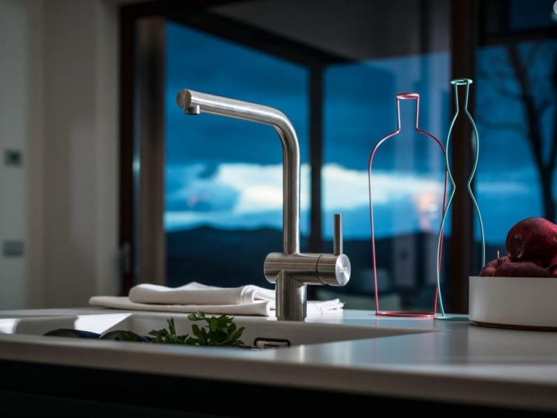 Franke masivní nerezová kuchyňská baterie Atlas Neo, otočný výtok 115.0521.435